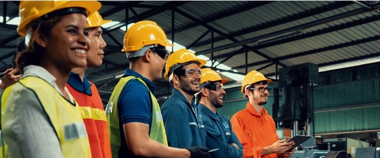 A group of factory workers